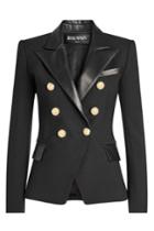 Balmain Balmain Wool Blazer With Leather Trims And Embossed Buttons