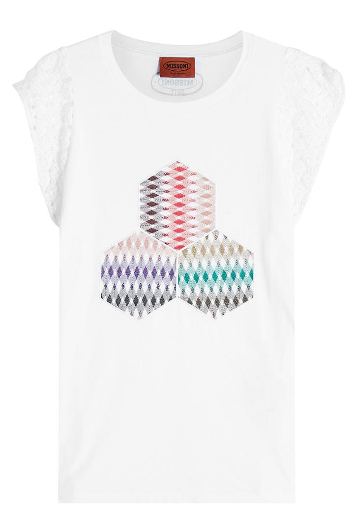 Missoni Missoni Printed Cotton Blend T-shirt With Lace Sleeves