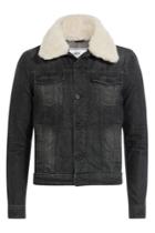 Ami Ami Denim Jacket With Detachable Textured Collar - Black