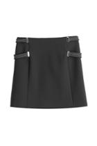 Mugler Mugler Wool Skirt With Belted Sides - Black