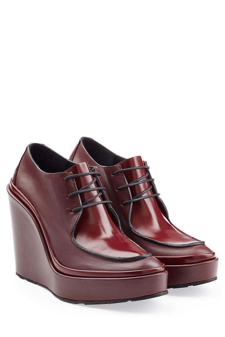 Jil Sander Jil Sander Leather Lace-up Wedges - Red