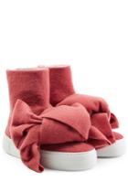 Joshua Sanders Joshua Sanders Felted Wool Platform Boots With Bows - Rose