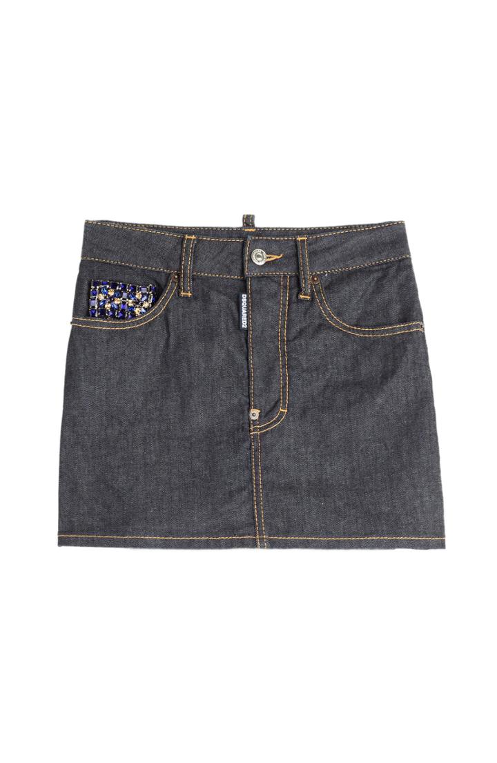 Dsquared2 Denim Skirt With Crystal Embellishment