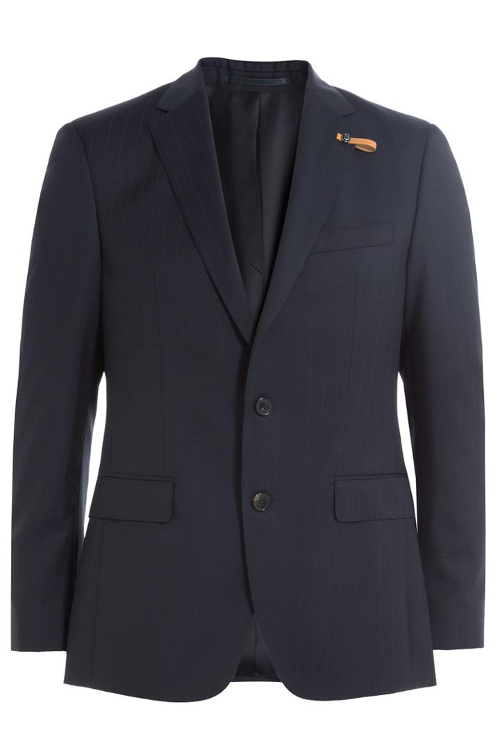 Baldessarini Baldessarini Virgin Wool Pinstriped Suiting Blazer - Blue