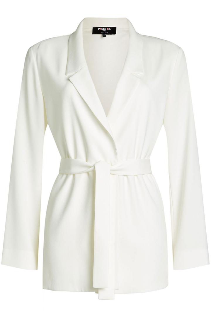 Paule Ka Paule Ka Belted Blazer - White