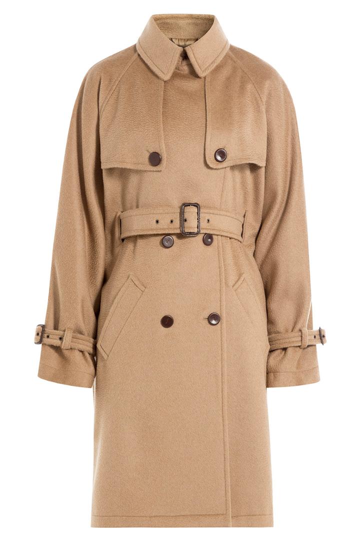Alberta Ferretti Alberta Ferretti Camel Hair Belted Trench Coat - Camel