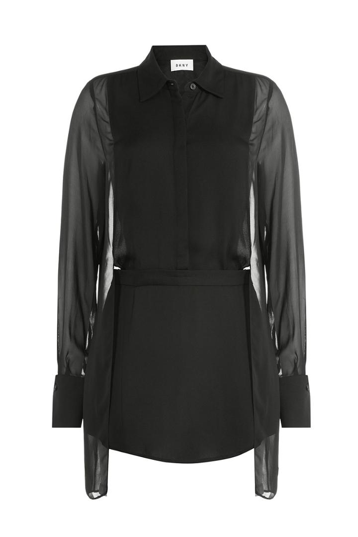 Dkny Dkny Sheer Panel Blouse - Black