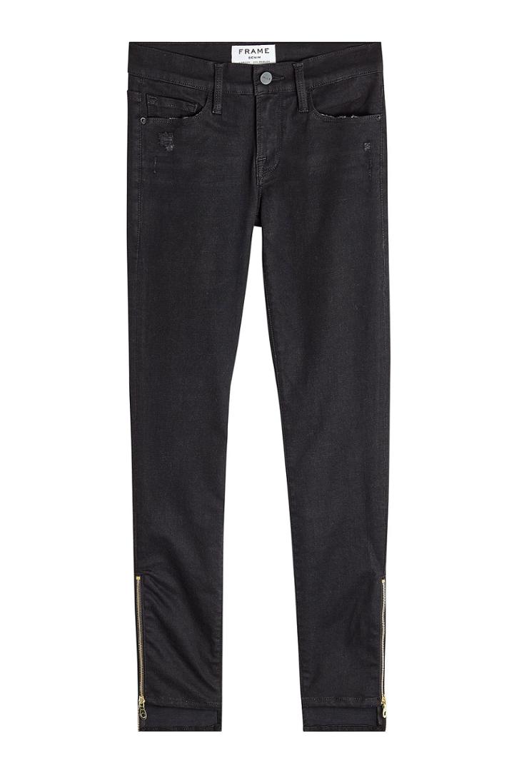 Frame Denim Frame Denim Le Jeanne Stagger Zip Skinny Jeans - Black