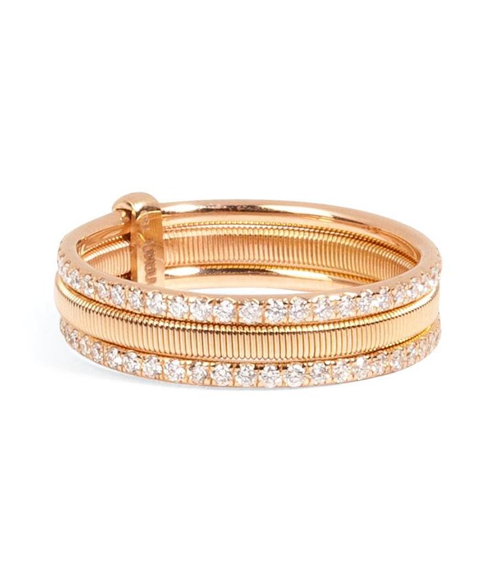 Ileana Makri 18kt Pink Gold Triple Bond Band With White Diamonds