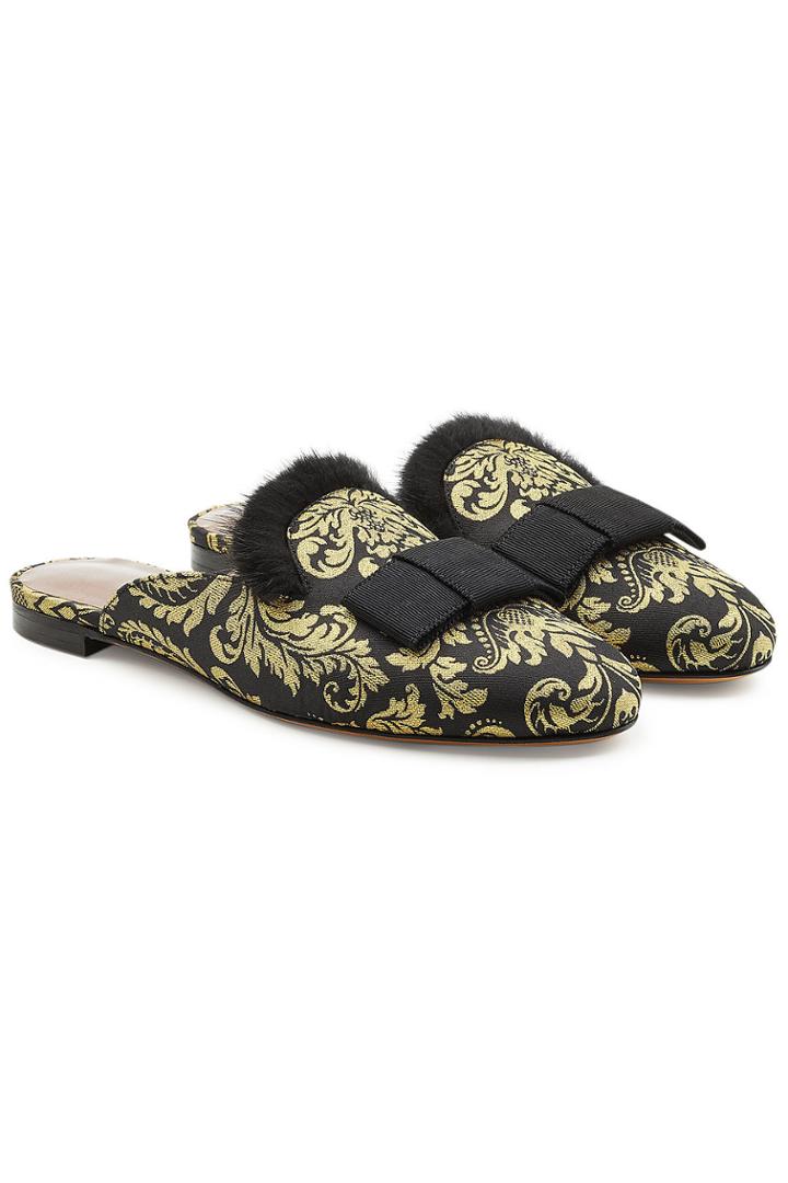Tabitha Simmons Tabitha Simmons Masha Damask Slippers With Mink Fur