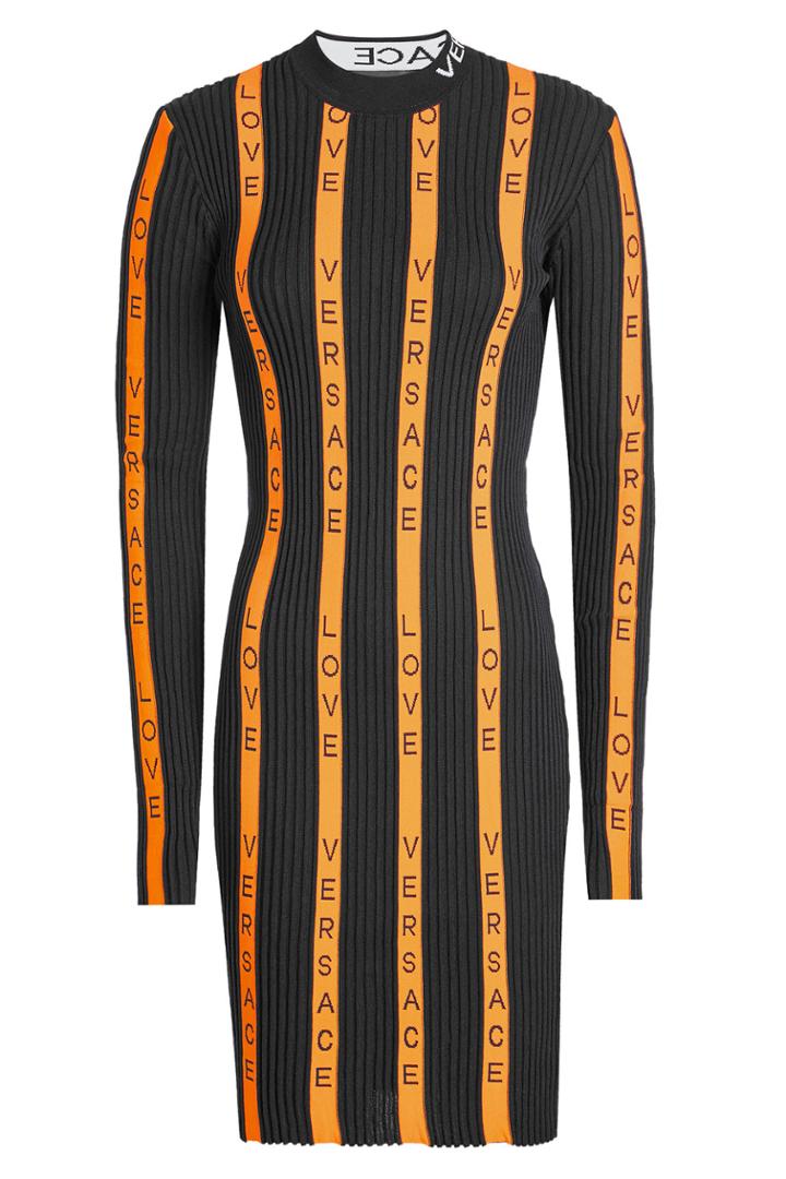 Versace Versace Logo Dress With Wool