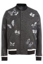 Valentino Valentino Wool Bomber Jacket With Leather Sleeves