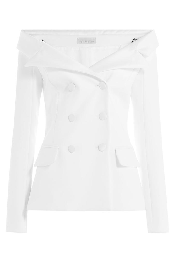 Faith Connexion Faith Connexion Blazer With Bardot Shoulders - White