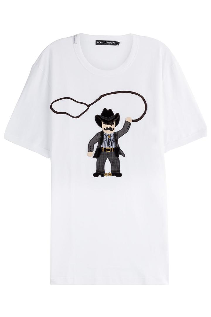 Dolce & Gabbana Dolce & Gabbana Cotton T-shirt With Patchwork Appliqué - Grey