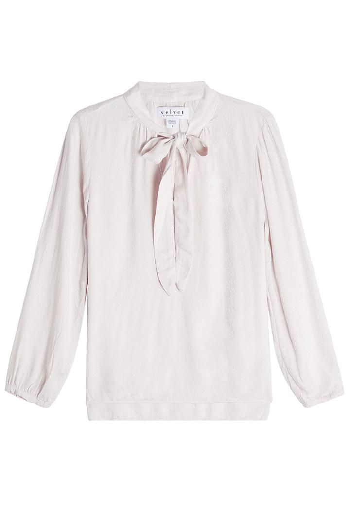 Velvet Velvet Blouse With Self-tie Front - Pink