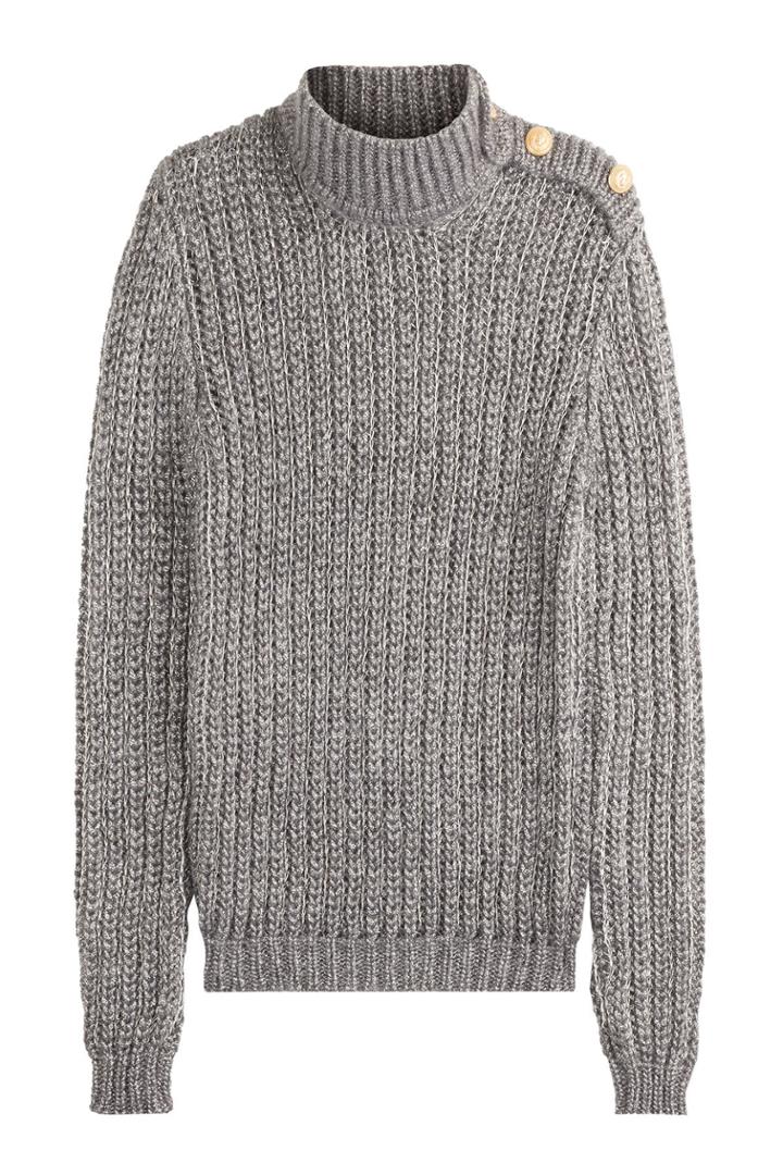 Balmain Balmain Mohair Blend Turtleneck Pullover With Embossed Buttons