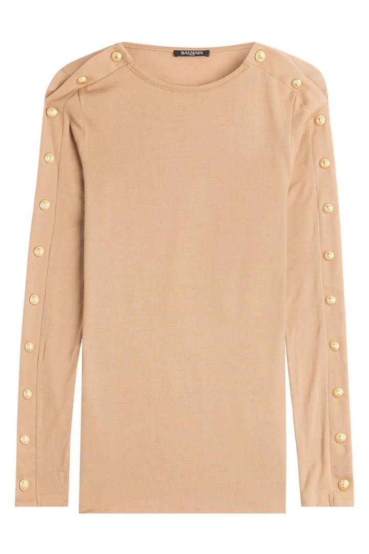 Balmain Balmain Wool Pullover With Embossed Buttons - Beige