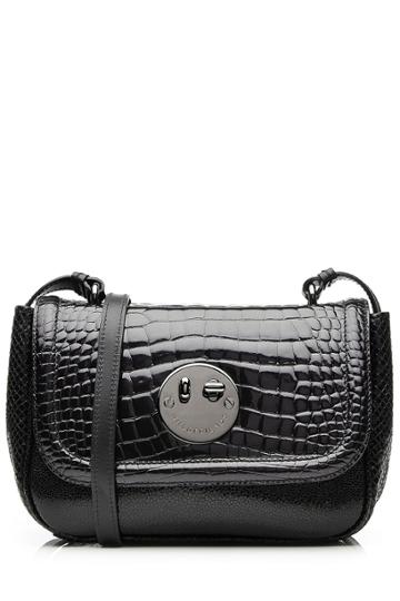 Hill & Friends Hill & Friends Happy Mini Embossed Patent Leather Shoulder Bag