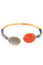Gas Bijoux Gas Bijoux Durality Sertil Gold Plated Bangle With Onyx & Chrysoprase - Red