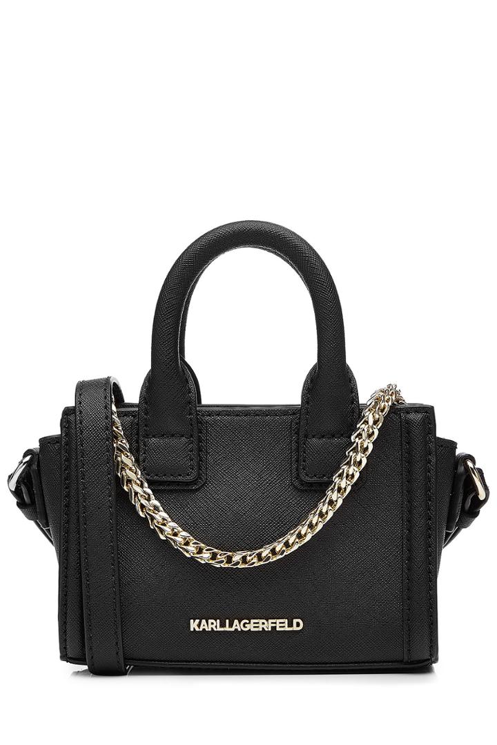 Karl Lagerfeld Karl Lagerfeld K Klassik Micro Tote Leather Shoulder Bag - Black