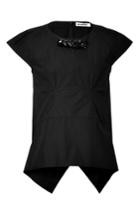 Jil Sander Jil Sander Taffeta Top With Embellished Collar - Black