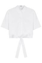 Msgm Msgm Cotton Shirt With Bow - White