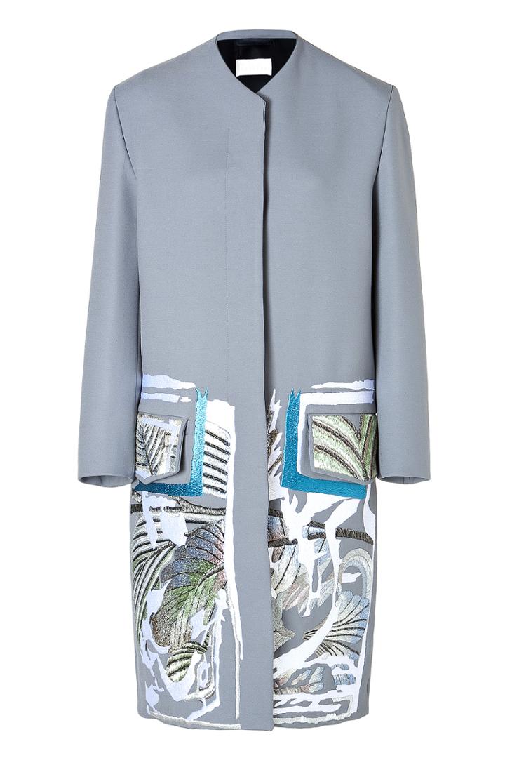 Peter Pilotto Peter Pilotto Embroidered Coat In Stone - Grey