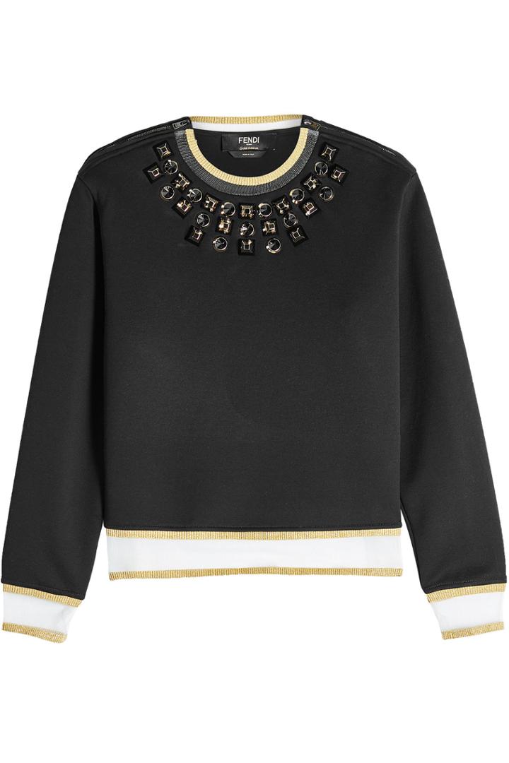 Fendi Fendi Embellished Cotton Blend Sweatshirt