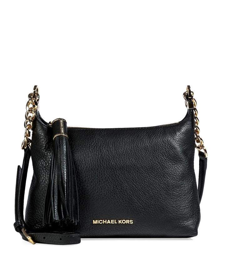 Michael Michael Kors Leather Messenger Bag In Black