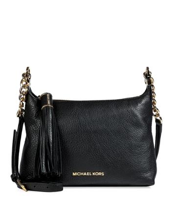 Michael Michael Kors Leather Messenger Bag In Black