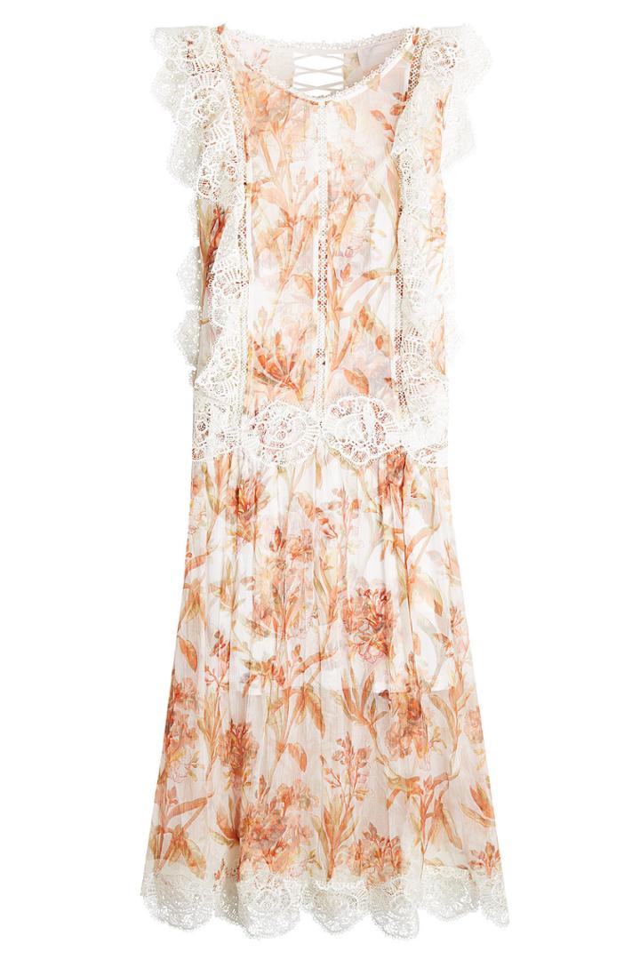 Zimmermann Zimmermann Printed Dress With Crochet