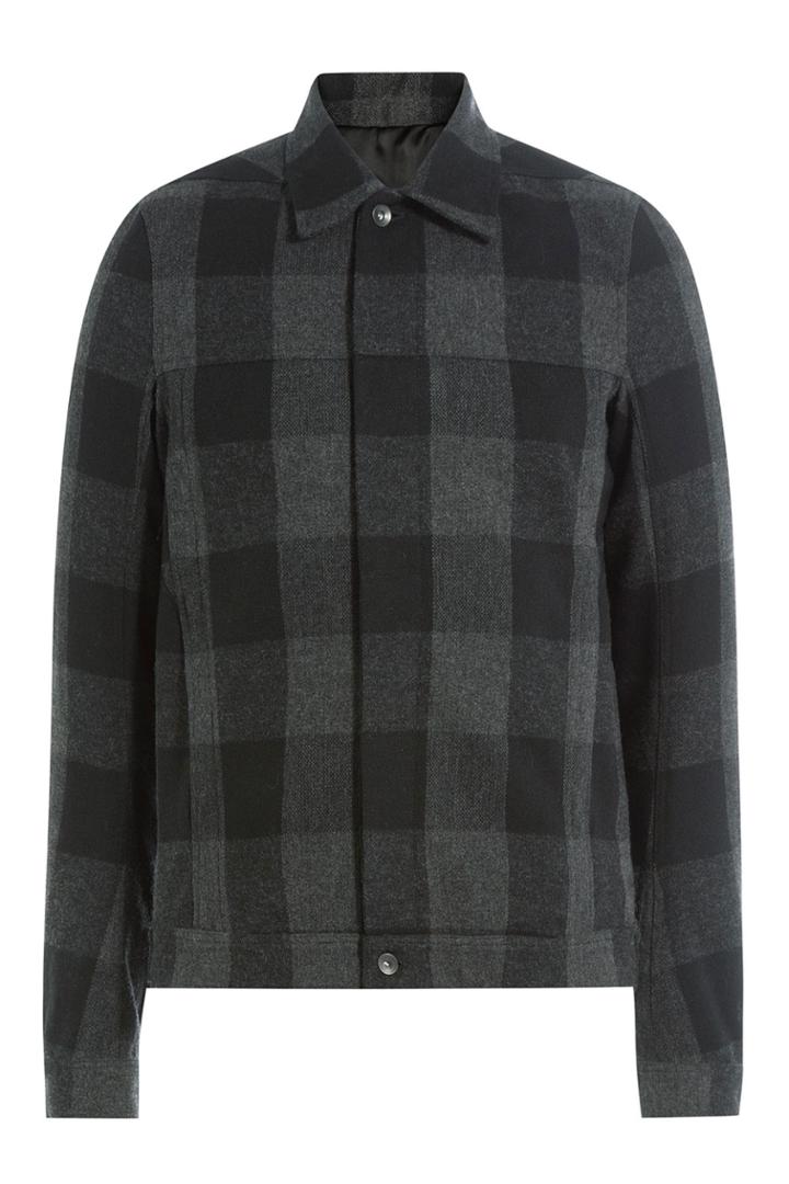 Rick Owens Men Rick Owens Men Checked Wool Jacket - Grey