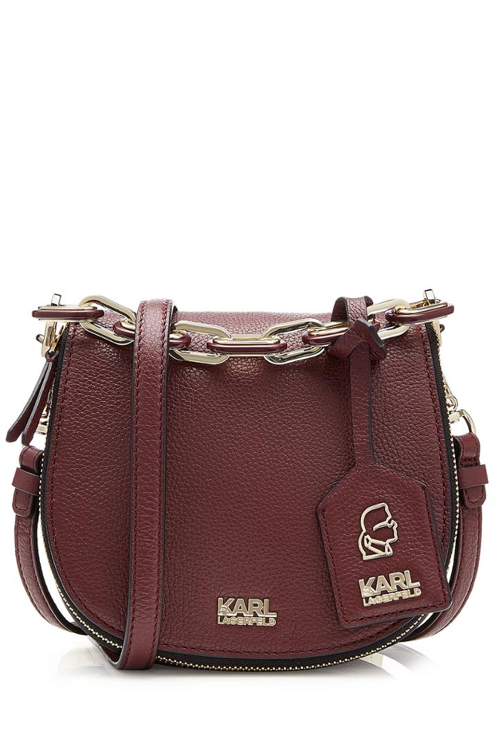 Karl Lagerfeld Karl Lagerfeld K/grainy Mini Leather Shoulder Bag - Red