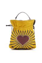 Les Petits Joueurs Les Petits Joueurs Trilly Hearts Embellished Suede Pouch
