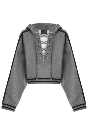 Fenty X Puma By Rihanna Fenty X Puma By Rihanna Cotton Hoody With Lace-up Front - Grey
