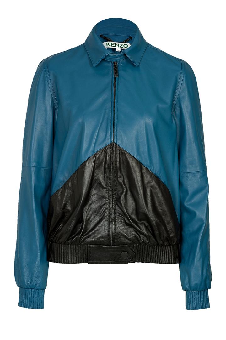Kenzo Kenzo Two-tone Leather Bomber Jacket - Blue
