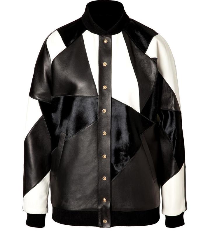 Fausto Puglisi Leather Patchwork Bomber Jacket