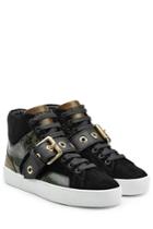 Burberry Burberry Leather High Top Sneakers With Suede And Snakeskin