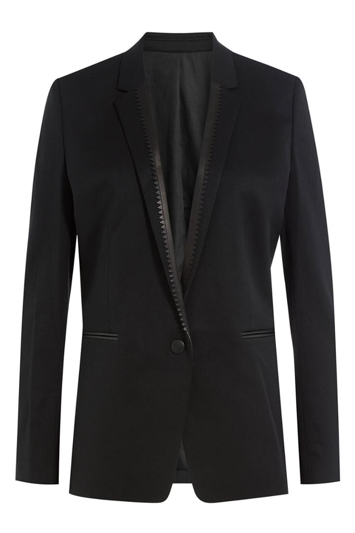 The Kooples The Kooples Wool Blazer With Leather Trim - Blue