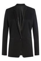 The Kooples The Kooples Wool Blazer With Leather Trim - Blue