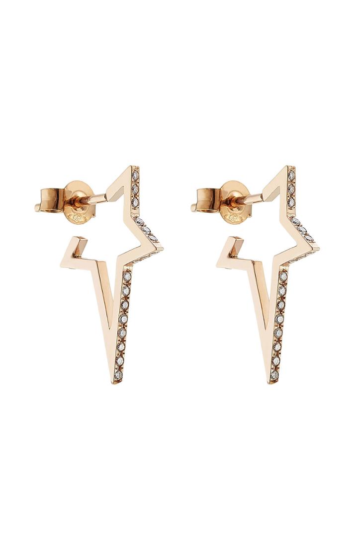 Diane Kordas Diane Kordas 18kt Rose Gold Star Earrings With White Diamonds