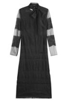 Valentino Valentino Mini Dress With Tulle And Point D'esprit - Black