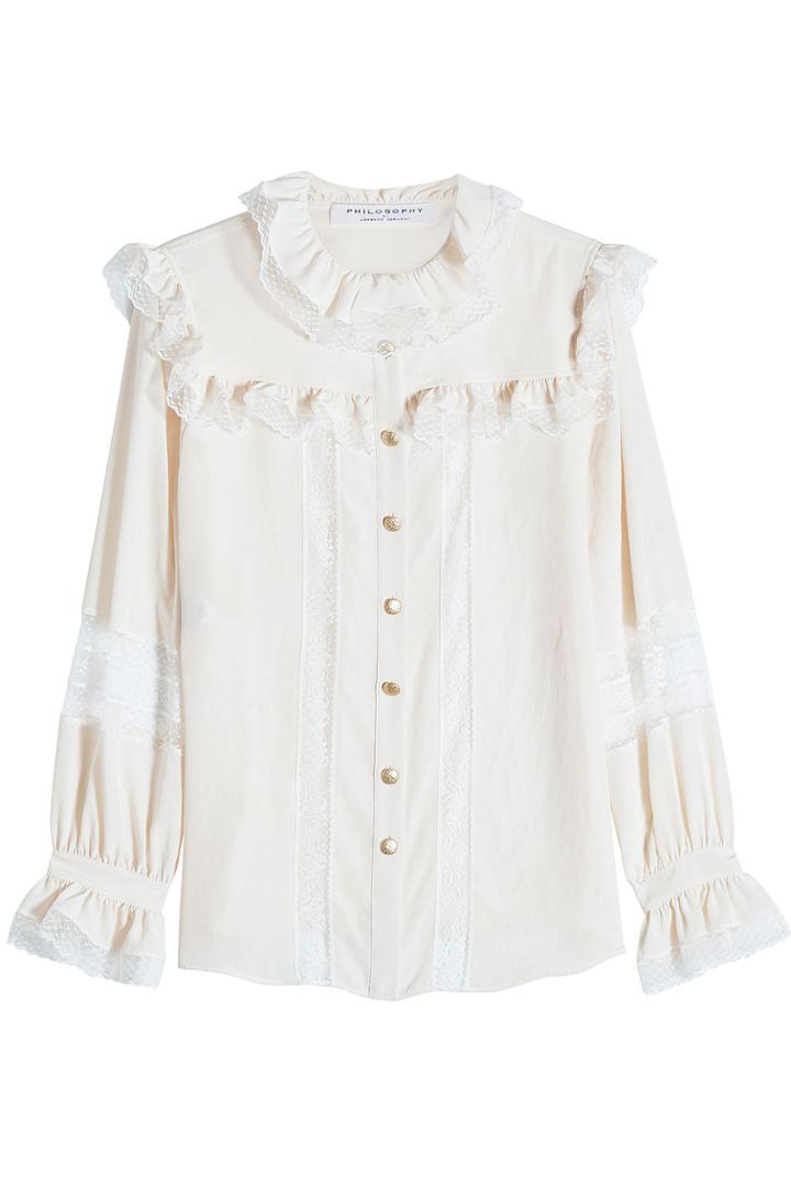 Philosophy Di Lorenzo Serafini Philosophy Di Lorenzo Serafini Blouse With Lace Trims