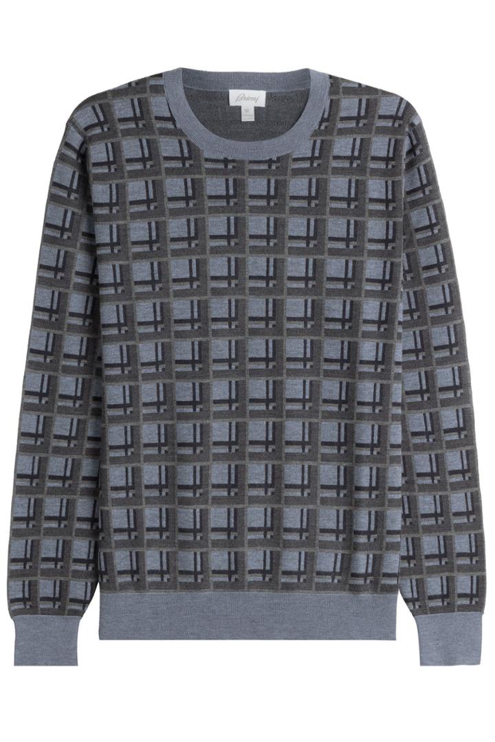 Brioni Brioni Printed Pullover With Cashmere And Silk