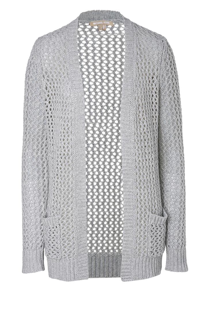 Michael Kors Michael Kors Cashmere-cotton Crochet Cardigan - Grey