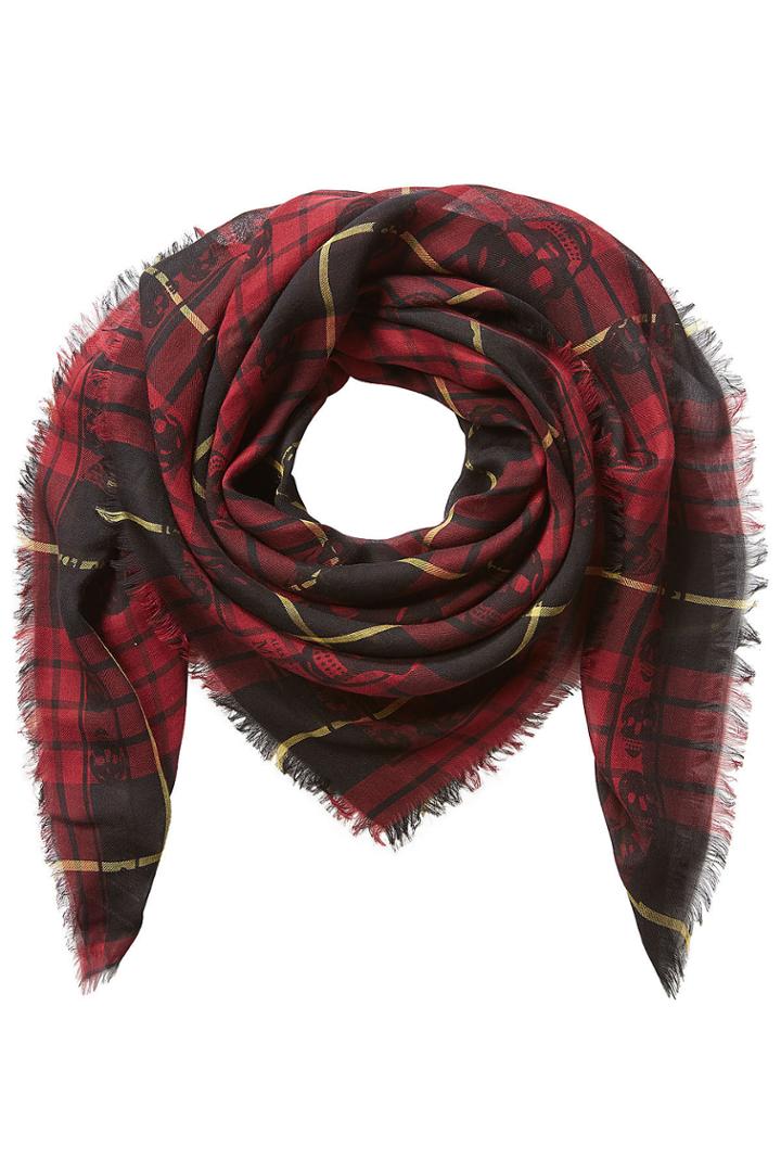 Alexander Mcqueen Alexander Mcqueen Cashmere Skull On Tartan Scarf - Multicolored