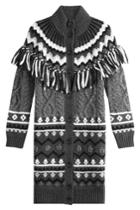 R.e.d. Valentino R.e.d. Valentino Alpaca-virgin Wool Cardigan With Fringing - Grey