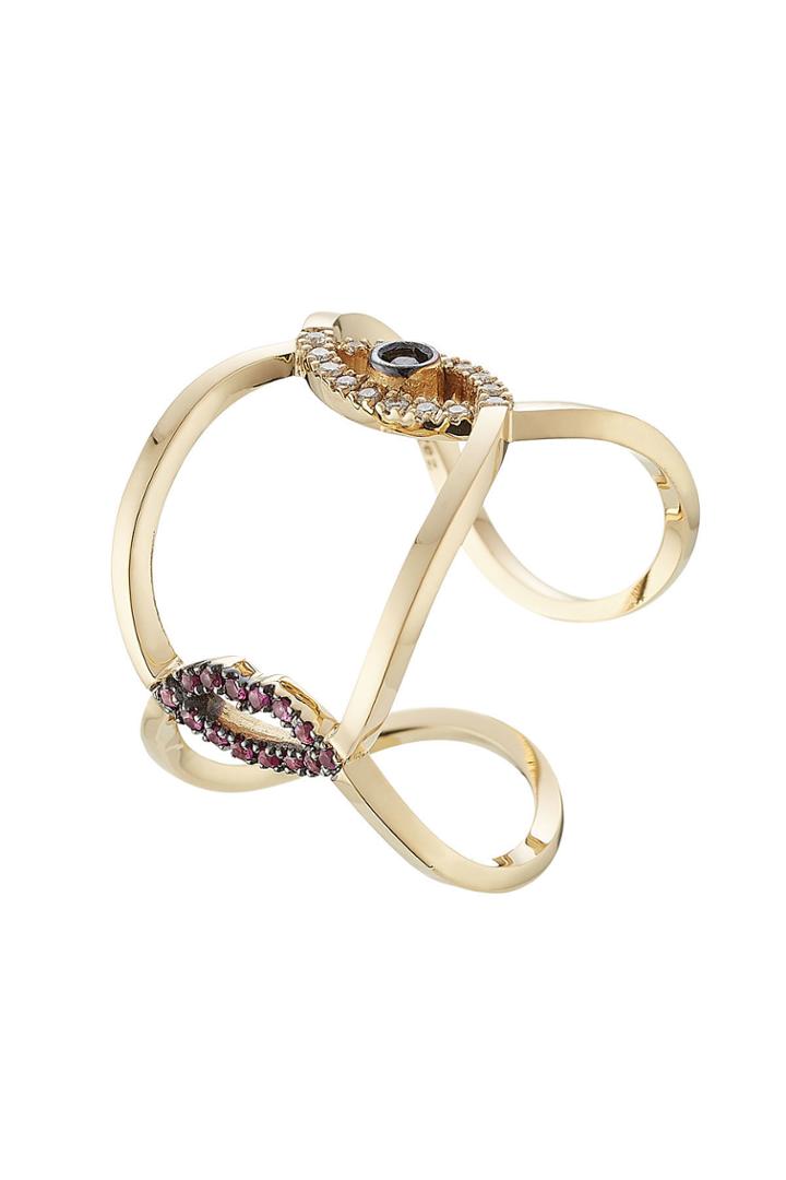 Delfina Delettrez Delfina Delettrez 18kt Gold Ring With Rubies, Diamonds And Sapphire