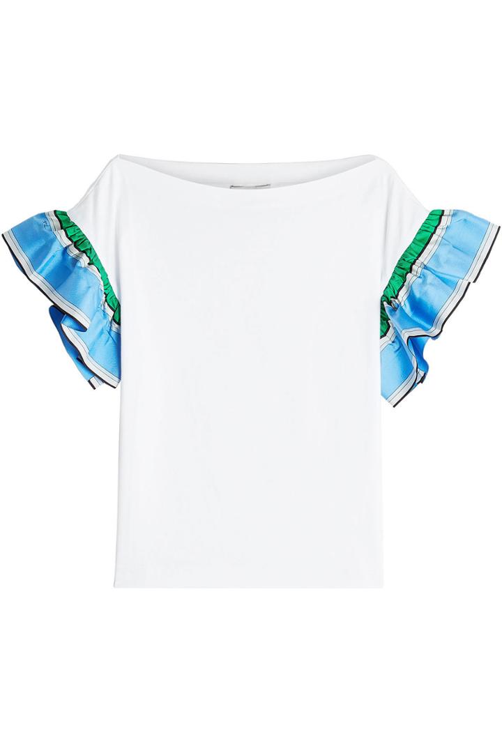 Emilio Pucci Emilio Pucci Cotton Top With Silk Ruffle Sleeves