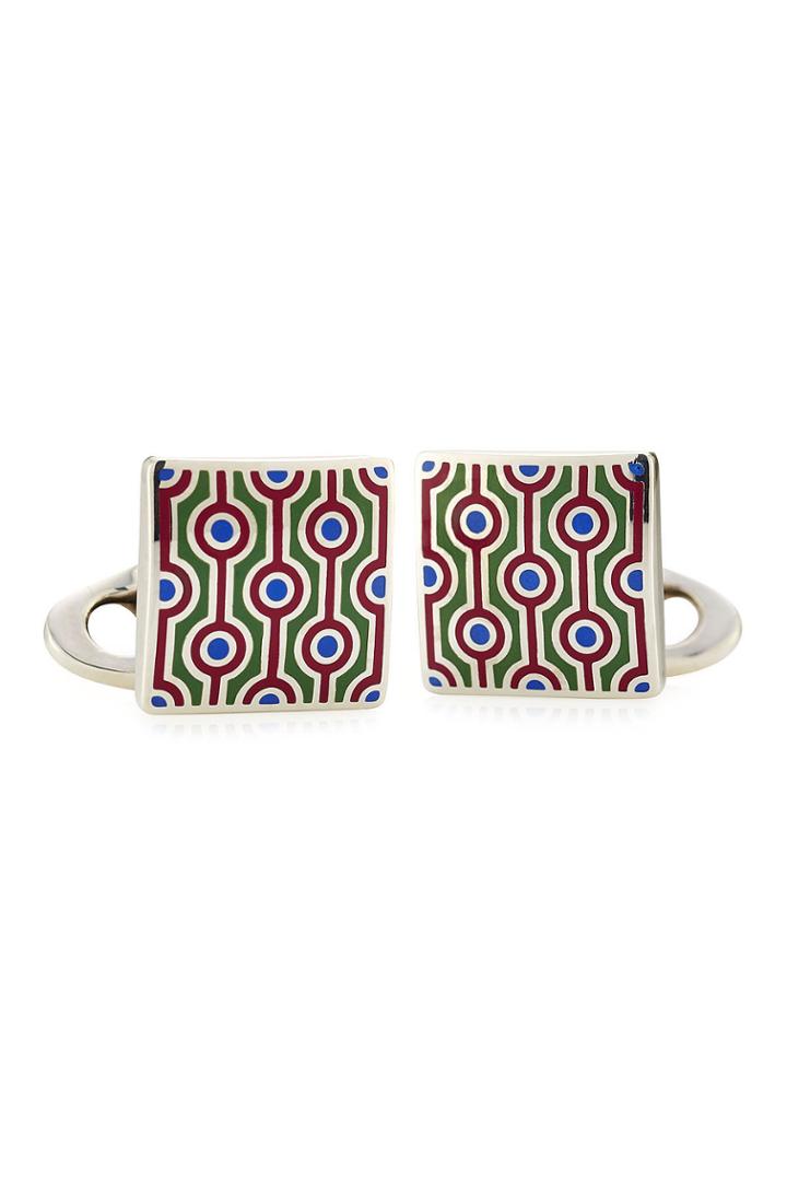 Etro Etro Silver Cufflinks With Enamel Patterning